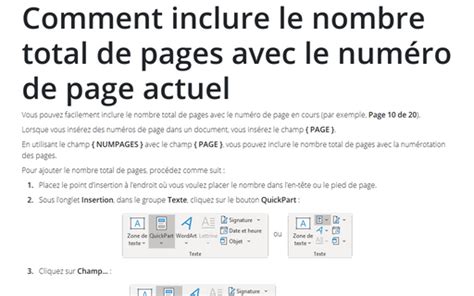 Inclure le nombre total de pages dans le numéro de page